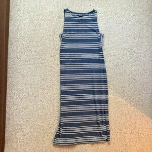 Patagonia Navy and White Striped Sleeveless Maxi Dress